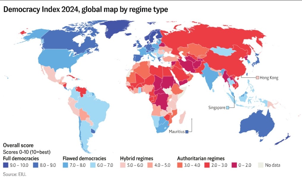 EIU Map showing regime types